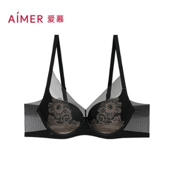爱慕 爱慕流金内衣女大胸显小薄杯文胸AM12A751 3/4软钢圈深v无纺布