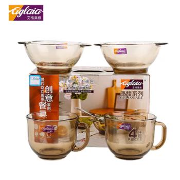 艾格莱雅 A-KF016S/L4茶色餐具双耳碗牛奶杯