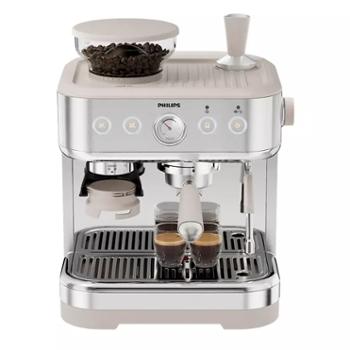 飞利浦 双子星系列半自动意式咖啡机 双手柄设计 专业萃取奶泡研磨一体 PSA2218/50