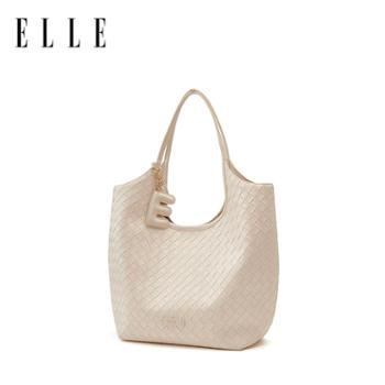 ELLE 编织手提菜篮子包 慵懒风托特包 大容量通勤软身腋下手提包 25254