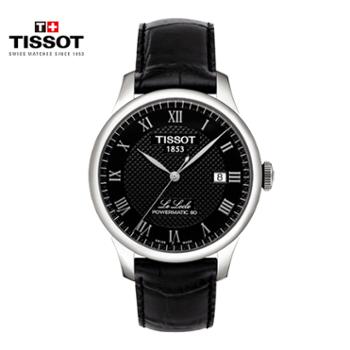 天梭TISSOT 力洛克系列机械手表黑盘皮带男表 T006.407.16.053.00