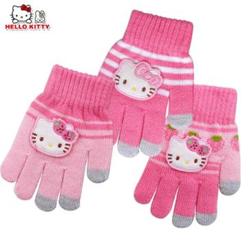 Hello Kitty儿童冬款保暖分指五指针织手套