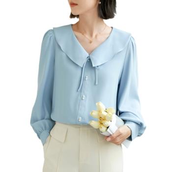 馨霓雅 女款韩版减龄气质娃娃领衬衫 BZ223026