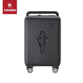 皇冠（CROWN）行李箱20寸宽拉杆八轮万向轮旅行箱黑色拉杆箱2028 黑色