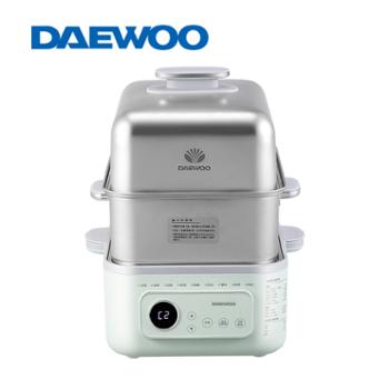 大宇DAEWOO 家用多功能电蒸锅 莫兰迪绿 14.5L大容量双层不锈钢蒸炖可预约保温蒸锅 DYZG-1568