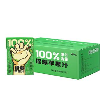 哪吒 捏爆100%苹果汁 网红饮料含VC零添加 200ml*10盒