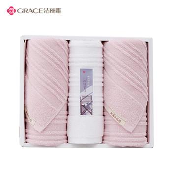 洁丽雅/grace 毛巾方巾礼盒装 面巾2+方巾1 经典全棉优品-3