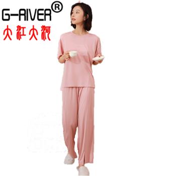 大江大河/G-RIVER 简约宽松女内衣套装家居服 短袖+八分裤 L,2XL
