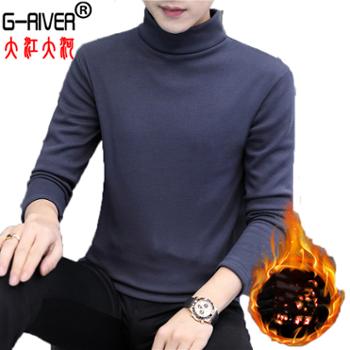大江大河/G-RIVER 秋冬加绒加厚长袖T恤男士打底衫 休闲保暖 M－4XL