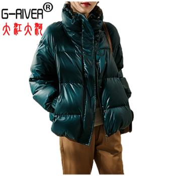 大江大河/G-RIVER 冬季纯色韩版女式短款羽绒服 高端面包服 S-XL