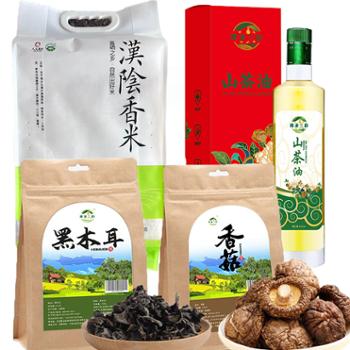 蜡烛山 粮油菌菇组合汉阴香米+山茶油+香菇+木耳 6000g