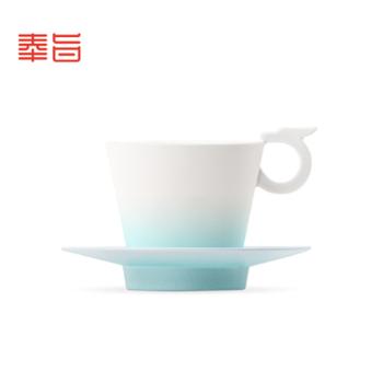 奉旨文创 玉璧雕龙咖啡杯-蓝色 高温白瓷，国潮好品