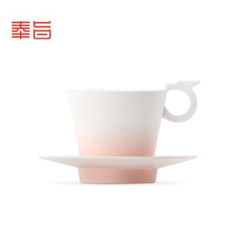 奉旨文创 玉璧雕龙咖啡杯-粉色 高温白瓷，时尚咖啡杯