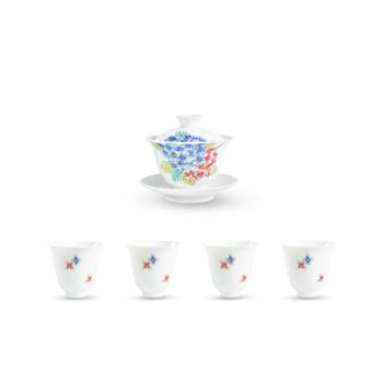 金和汇景·李彭艺术锦绣茶具一盖碗四杯