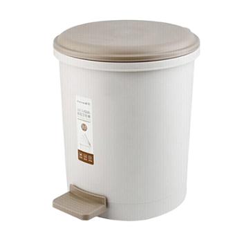 茶花（CHAHUA） 带盖脚踏式圆型废纸篓 9.6L一只装 （棕色 蓝色 米色随机发货）1501