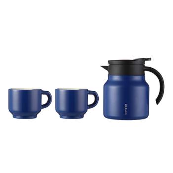 【德世朗】 随享时光保温壶咖啡杯陶瓷水杯套装DSX-TZ018 蓝色