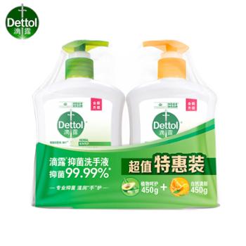 滴露（Dettol）健康抑菌洗手液植物呵护450克+自然清新450克（两支装）